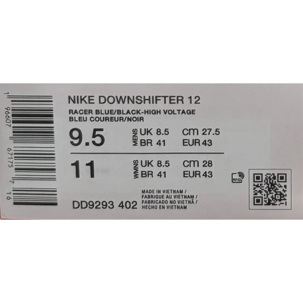 Nike Downshifter 12 Racer Blue Black High Voltage Size 9.5 / 11 DD9293-402